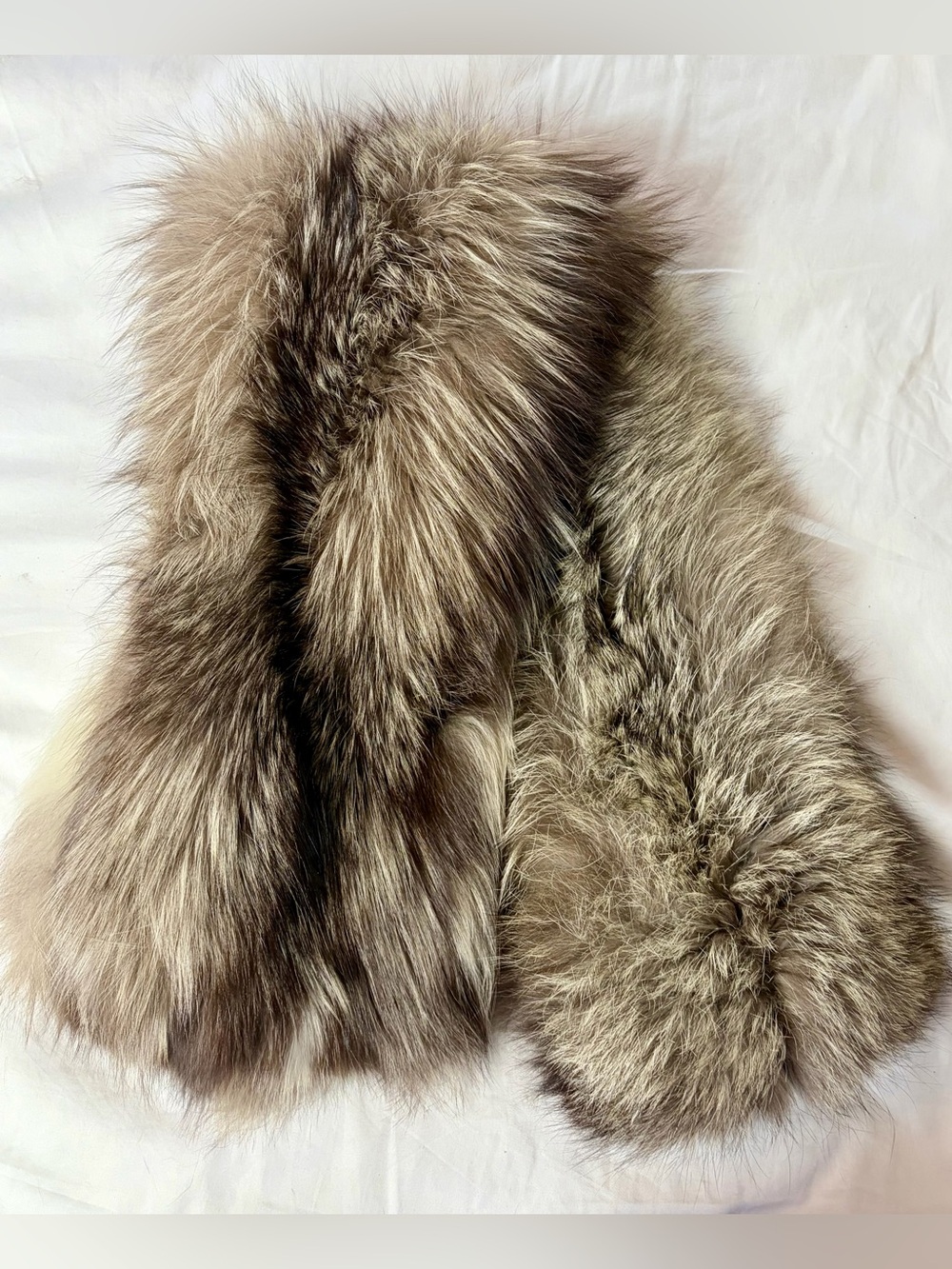 Brenner Bros VTG Real Fox Fur Scarf/Stole, grey/black/cream, silk lined, 75”L - Picture 11 of 11